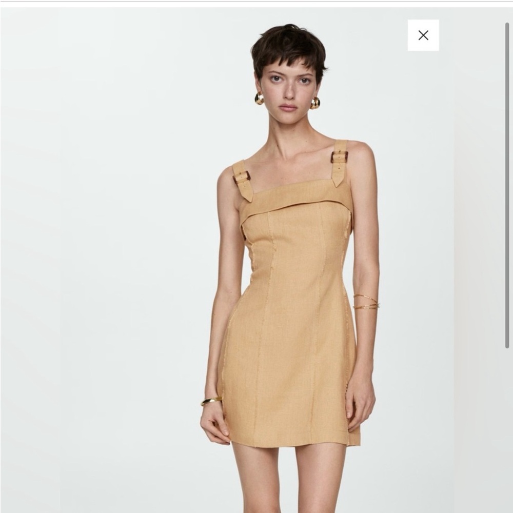NWT Mango- Linen dress with buckle straps